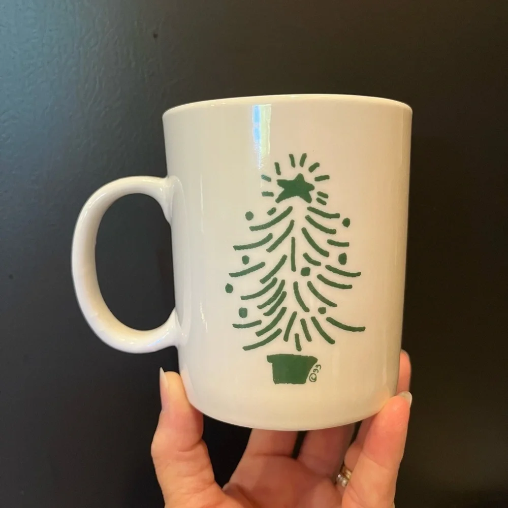 Crate&Barrel Christmas Tree and Reindeer Holiday Mug Set by Trish Richman 16 oz.